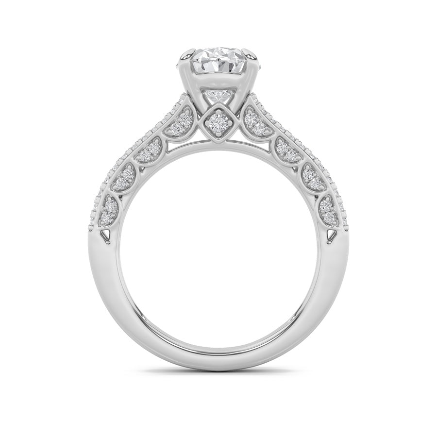 2CTW Oval Shaped Lab Grown Diamond (F/VS) Split Shank Accented Engagement Ring in 14K Gold
