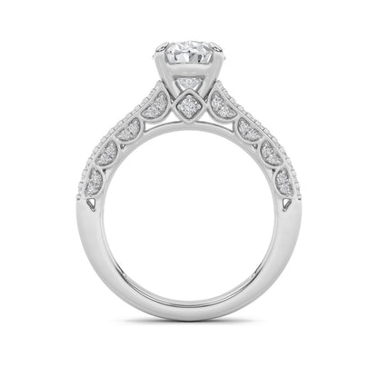 2CTW Oval Shaped Lab Grown Diamond (F/VS) Split Shank Accented Engagement Ring in 14K Gold