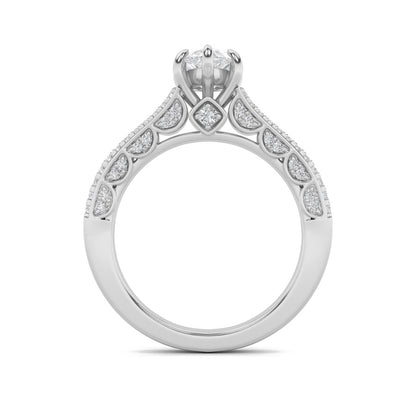 2CTW Pear Shaped Lab Grown Diamond (F/VS) Split Shank Accented Engagement Ring in 14K Gold