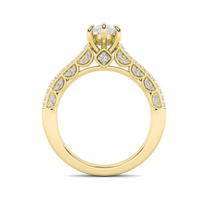 2CTW Pear Shaped Lab Grown Diamond (F/VS) Split Shank Accented Engagement Ring in 14K Gold