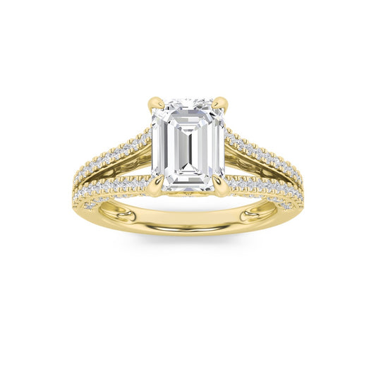 2CTW Radiant Shaped Lab Grown Diamond (F/VS) Split Shank Accented Engagement Ring in 14K Gold