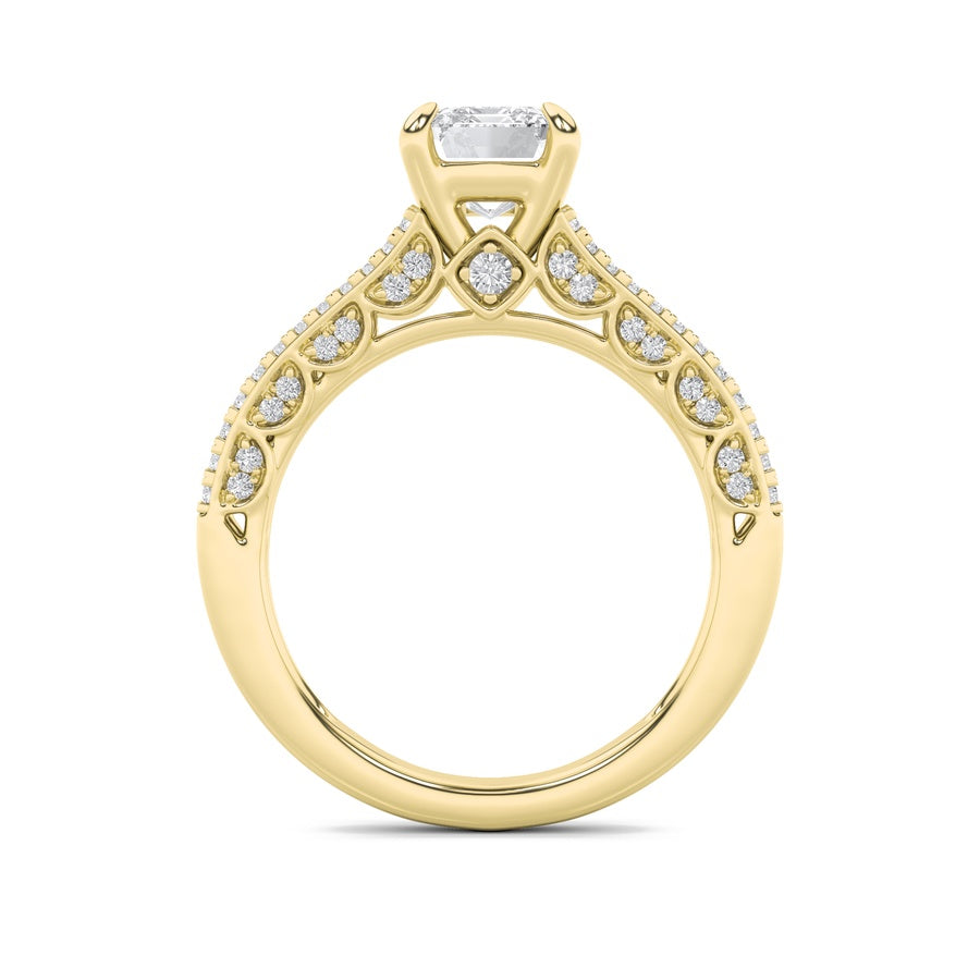2CTW Radiant Shaped Lab Grown Diamond (F/VS) Split Shank Accented Engagement Ring in 14K Gold