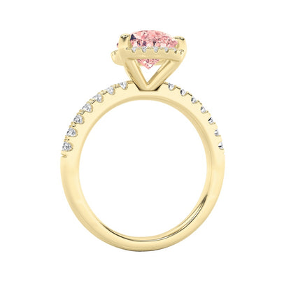 2CTW Pear Shaped Lab Grown Diamond (F/VS) Halo Accented Engagement Ring in 14K Gold