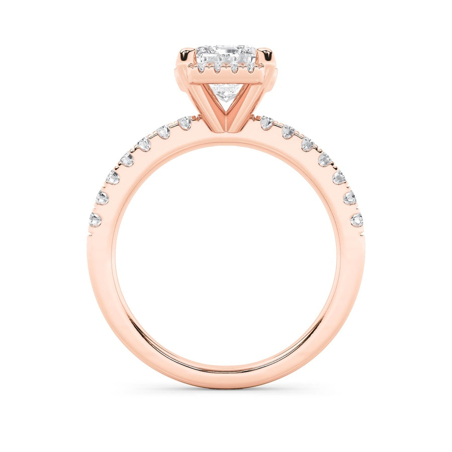 2CTW Radiant Shaped Lab Grown Diamond (F/VS) Halo Accented Engagement Ring in 14K Gold