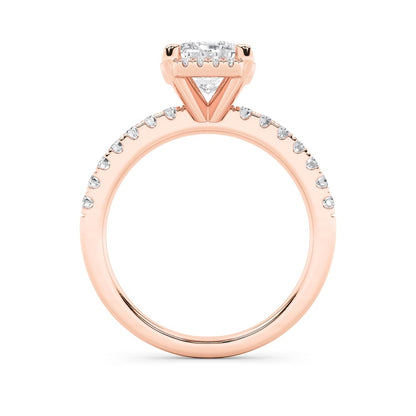 2CTW Radiant Shaped Lab Grown Diamond (F/VS) Halo Accented Engagement Ring in 14K Gold