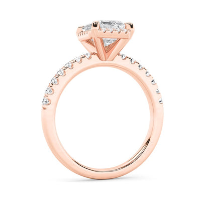 2CTW Radiant Shaped Lab Grown Diamond (F/VS) Halo Accented Engagement Ring in 14K Gold