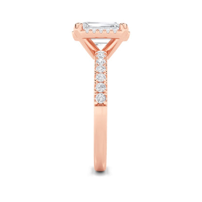 2CTW Radiant Shaped Lab Grown Diamond (F/VS) Halo Accented Engagement Ring in 14K Gold
