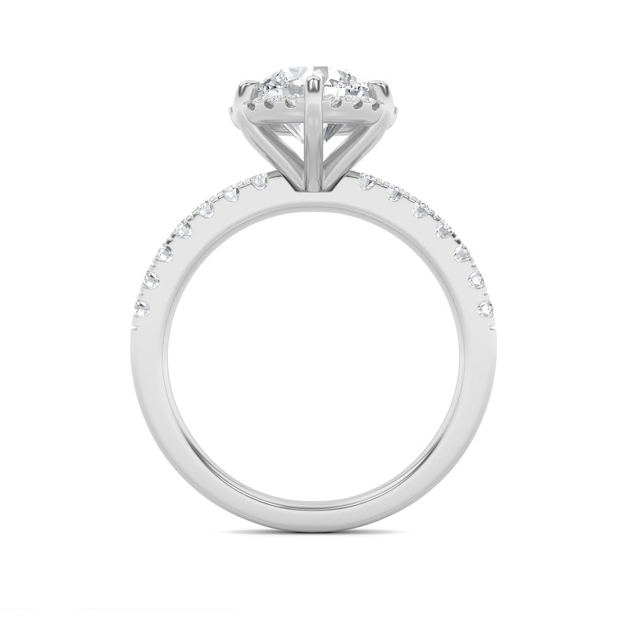 2CTW Round Shaped Lab Grown Diamond (F/VS) Halo Accented Engagement Ring in 14K Gold