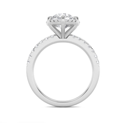 2CTW Round Shaped Lab Grown Diamond (F/VS) Halo Accented Engagement Ring in 14K Gold