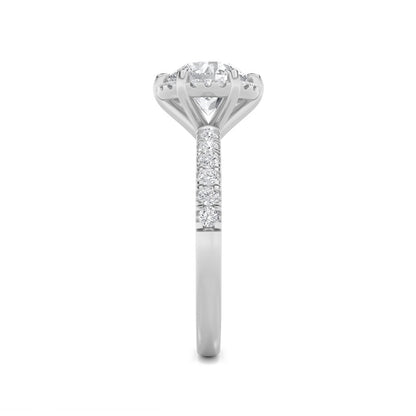 2CTW Round Shaped Lab Grown Diamond (F/VS) Halo Accented Engagement Ring in 14K Gold