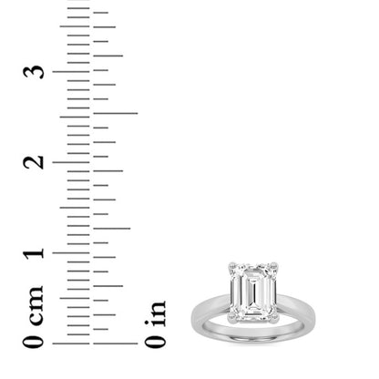 2CTW Emerald Shaped Lab Grown Diamond (F/VS) Classic Shank Solitaire Engagement Ring in 14K Gold