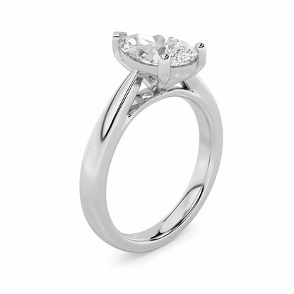 2CTW Pear Shaped Lab Grown Diamond (F/VS) Classic Shank Solitaire Engagement Ring in 14K Gold