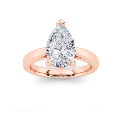 2CTW Pear Shaped Lab Grown Diamond (F/VS) Classic Shank Solitaire Engagement Ring in 14K Gold