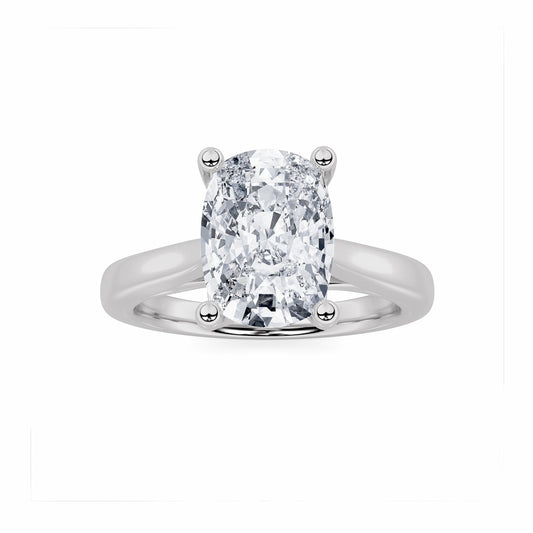 2CTW Elongated Cushion Shaped Lab Grown Diamond (G/VS) Two Tone Cathedral Shank Engagement Ring in 14K Gold