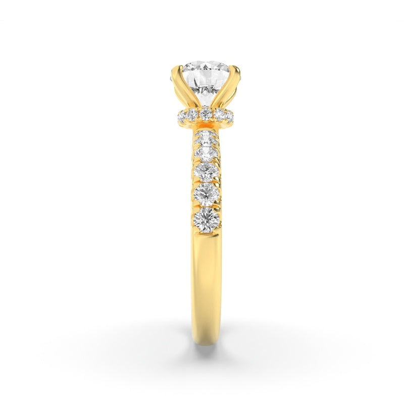 2CTW Round Shaped Lab Grown Diamond (F/VS) Hidden Halo Accented Ring in 14K Gold