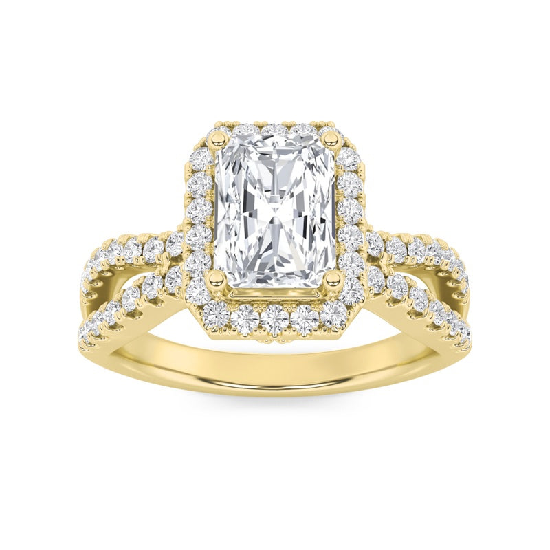 2CTW Radiant Shaped Lab Grown Diamond (F/VS)  Ring in 14K Gold