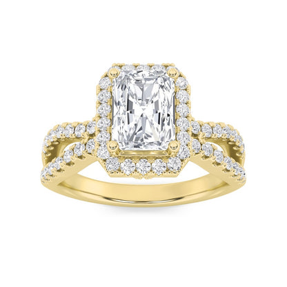 2CTW Radiant Shaped Lab Grown Diamond (F/VS)  Ring in 14K Gold