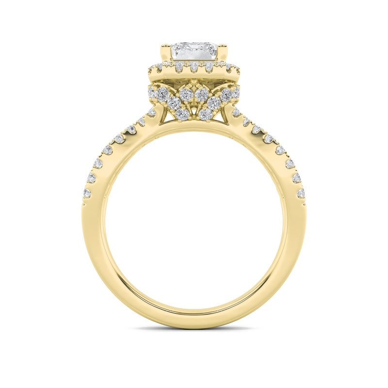 2CTW Radiant Shaped Lab Grown Diamond (F/VS)  Ring in 14K Gold