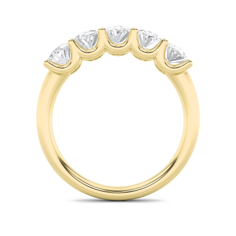 2CTW Oval Shaped Lab Grown Diamond (F/VS) Five Stone Band Ring in 14K Gold