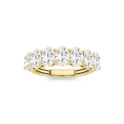 2CTW Oval Shaped Lab Grown Diamond (F/VS) Seven Stone Band Ring in 14K Gold