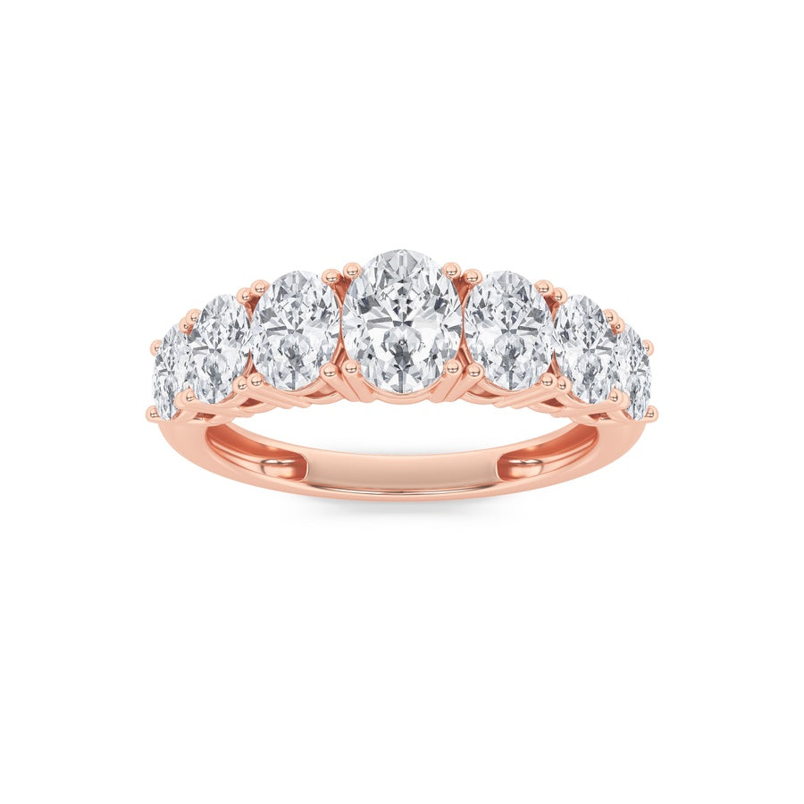 2CTW Oval Shaped Lab Grown Diamond (F/VS) Seven Stone Band Ring in 14K Gold