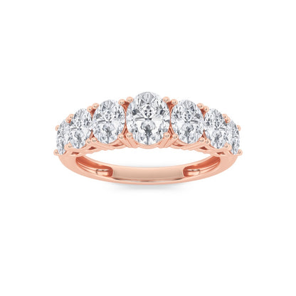 2CTW Oval Shaped Lab Grown Diamond (F/VS) Seven Stone Band Ring in 14K Gold