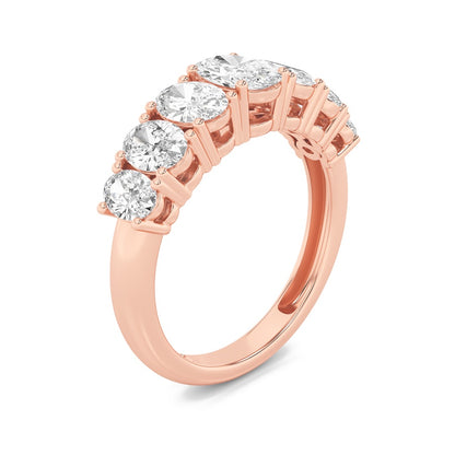 2CTW Oval Shaped Lab Grown Diamond (F/VS) Seven Stone Band Ring in 14K Gold