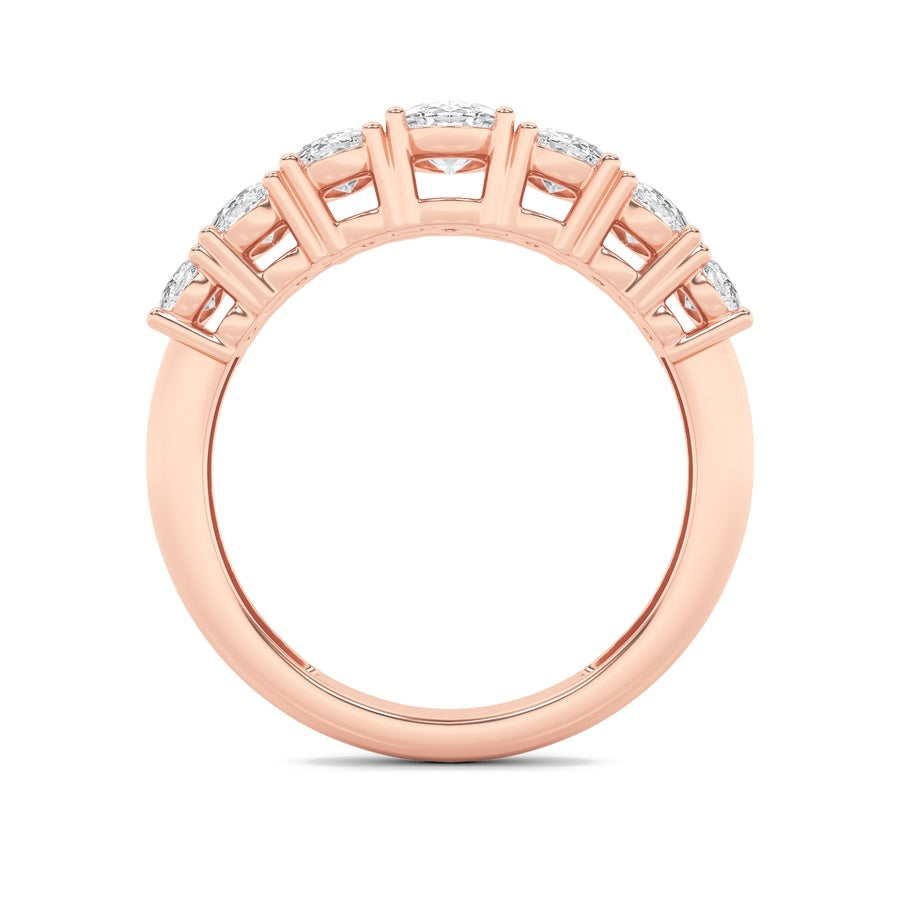 2CTW Oval Shaped Lab Grown Diamond (F/VS) Seven Stone Band Ring in 14K Gold
