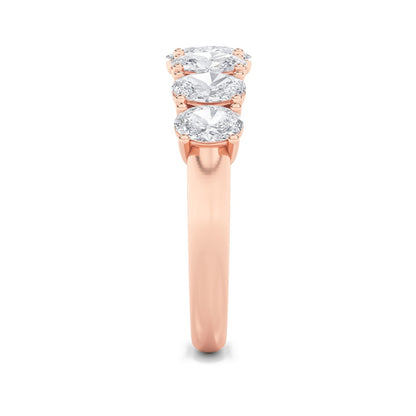 2CTW Oval Shaped Lab Grown Diamond (F/VS) Seven Stone Band Ring in 14K Gold