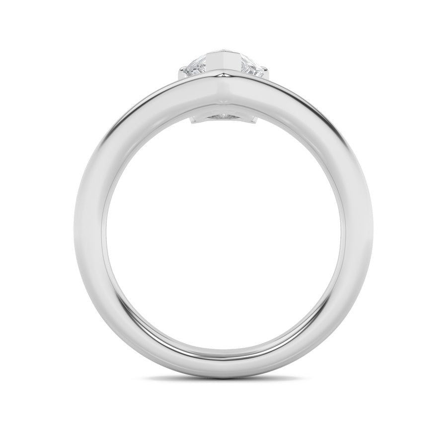 1.5CTW Pear Shaped Lab Grown Diamond (F/VS) Chevron Solitaire Engagement Ring in 14K Gold