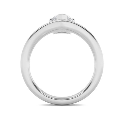 1.5CTW Pear Shaped Lab Grown Diamond (F/VS) Chevron Solitaire Engagement Ring in 14K Gold