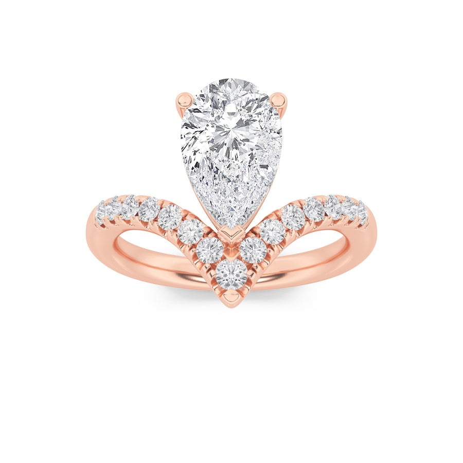 2CTW Pear Shaped Lab Grown Diamond (F/VS) Accented Solitaire Fancy Engagement Ring in 14K Gold