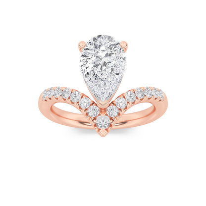 2CTW Pear Shaped Lab Grown Diamond (F/VS) Accented Solitaire Fancy Engagement Ring in 14K Gold