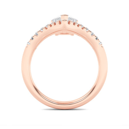 2CTW Pear Shaped Lab Grown Diamond (F/VS) Accented Solitaire Fancy Engagement Ring in 14K Gold