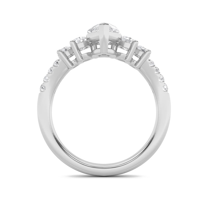 1.5CTW Pear Shaped Lab Grown Diamond (F/VS) Fancy Contour Ring in 14K Gold