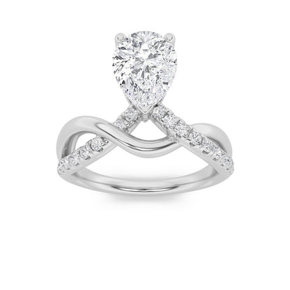 1.5CTW Pear Shaped Lab Grown Diamond (F/VS) Fashion Solitaire Engagement Ring in 14K Gold
