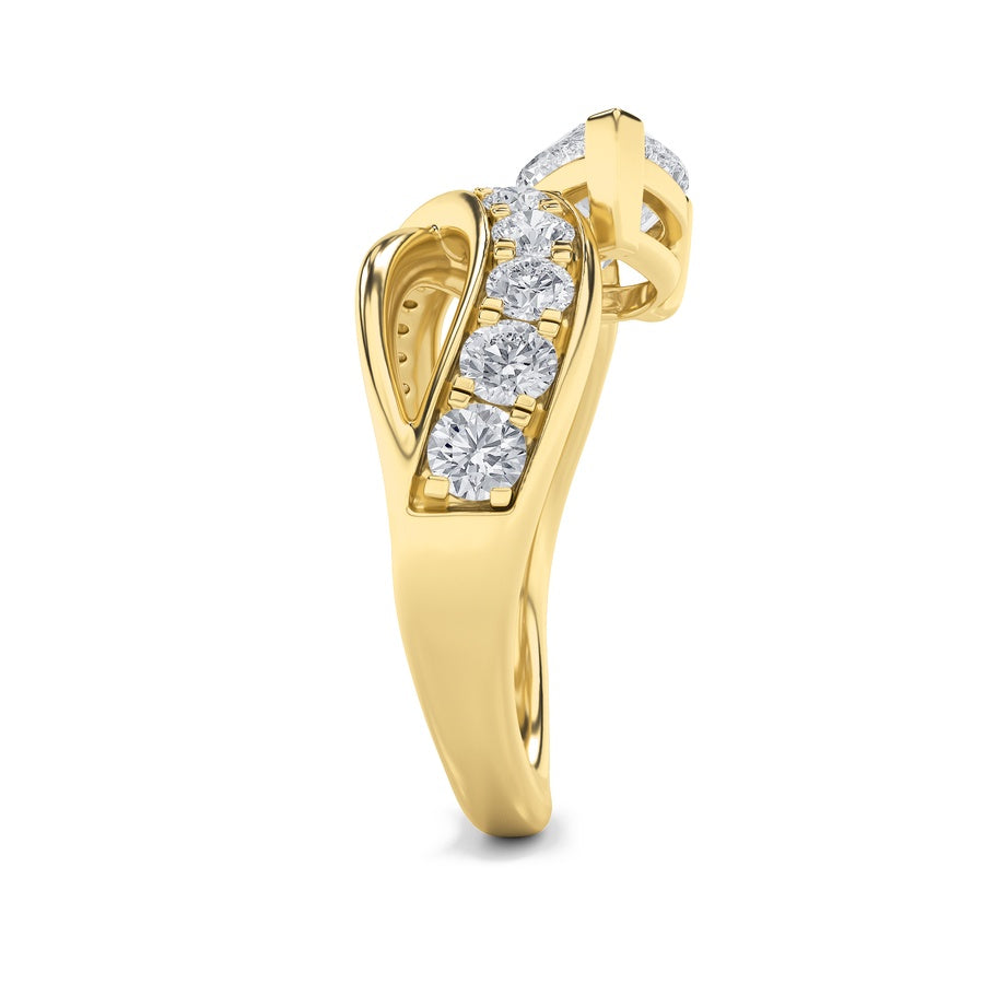 2CTW Pear Shaped Lab Grown Diamond (F/VS) Fashion AccentedEngagement Ring in 14K Gold