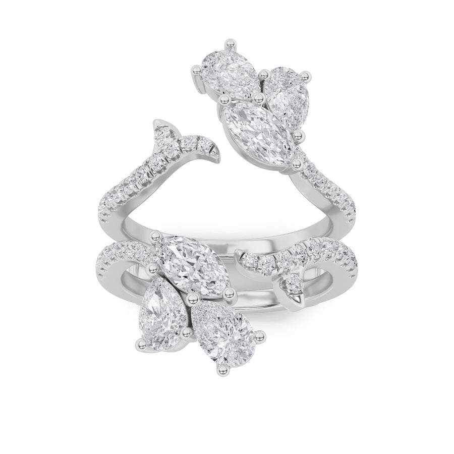 2CTW Marquise Shaped Lab Grown Diamond (F/VS) Insert Jacket Ring in 14K Gold