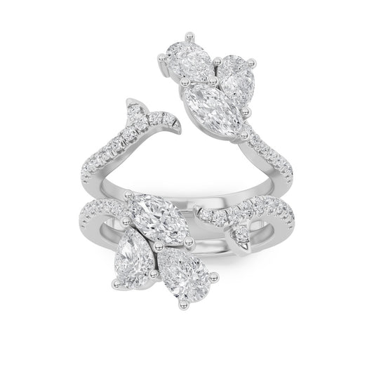 2CTW Marquise Shaped Lab Grown Diamond (F/VS) Insert Jacket Ring in 14K Gold