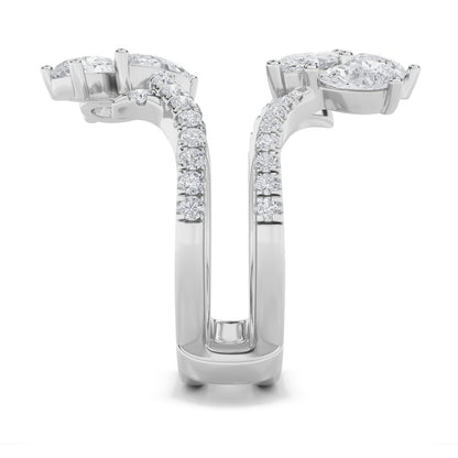 2CTW Marquise Shaped Lab Grown Diamond (F/VS) Insert Jacket Ring in 14K Gold