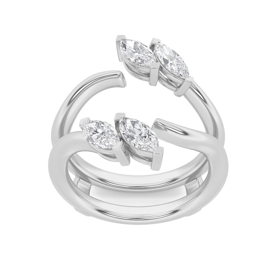 1CTW Marquise Shaped Lab Grown Diamond (F/VS) Insert Jacket Ring in 14K Gold