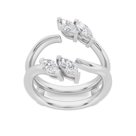 1CTW Marquise Shaped Lab Grown Diamond (F/VS) Insert Jacket Ring in 14K Gold