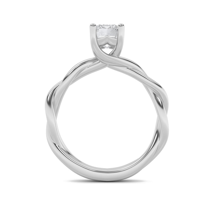 2CTW Emerald Shaped Lab Grown Diamond (F/VS) Twisted Shank Solitaire Engagement Ring in 14K Gold