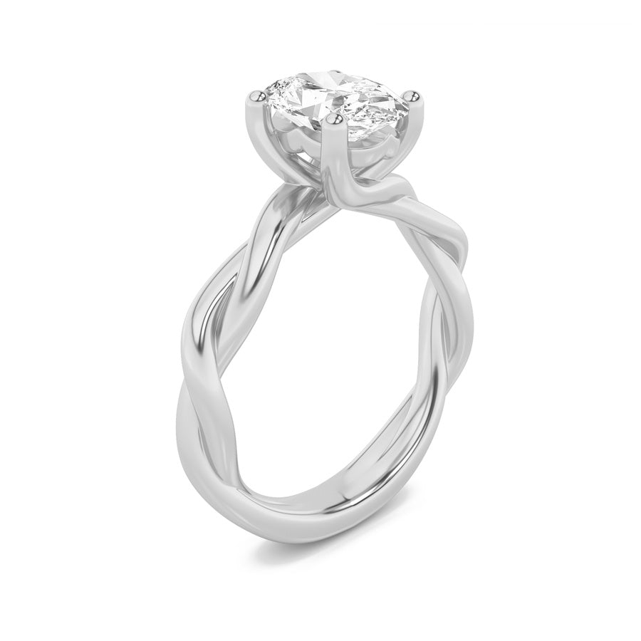 1CTW Oval Shaped Lab Grown Diamond (F/VS) Twisted Shank Solitaire Engagement Ring in 14K Gold