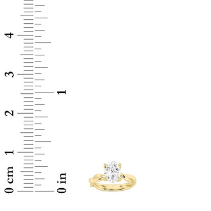 1CTW Oval Shaped Lab Grown Diamond (F/VS) Twisted Shank Solitaire Engagement Ring in 14K Gold