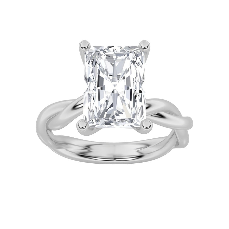 2CTW Radiant Shaped Lab Grown Diamond (F/VS) Twisted Shank Solitaire Engagement Ring in 14K Gold