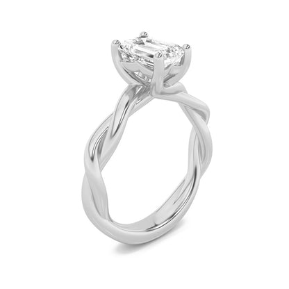 2CTW Radiant Shaped Lab Grown Diamond (F/VS) Twisted Shank Solitaire Engagement Ring in 14K Gold