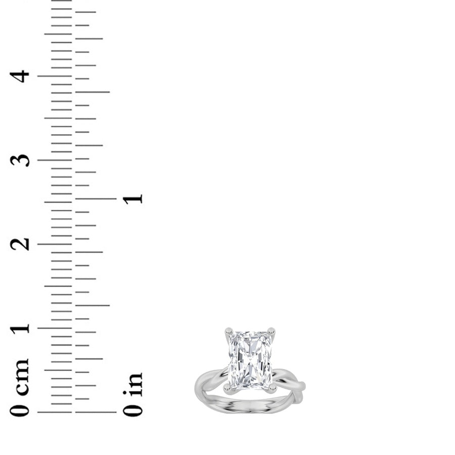 2CTW Radiant Shaped Lab Grown Diamond (F/VS) Twisted Shank Solitaire Engagement Ring in 14K Gold