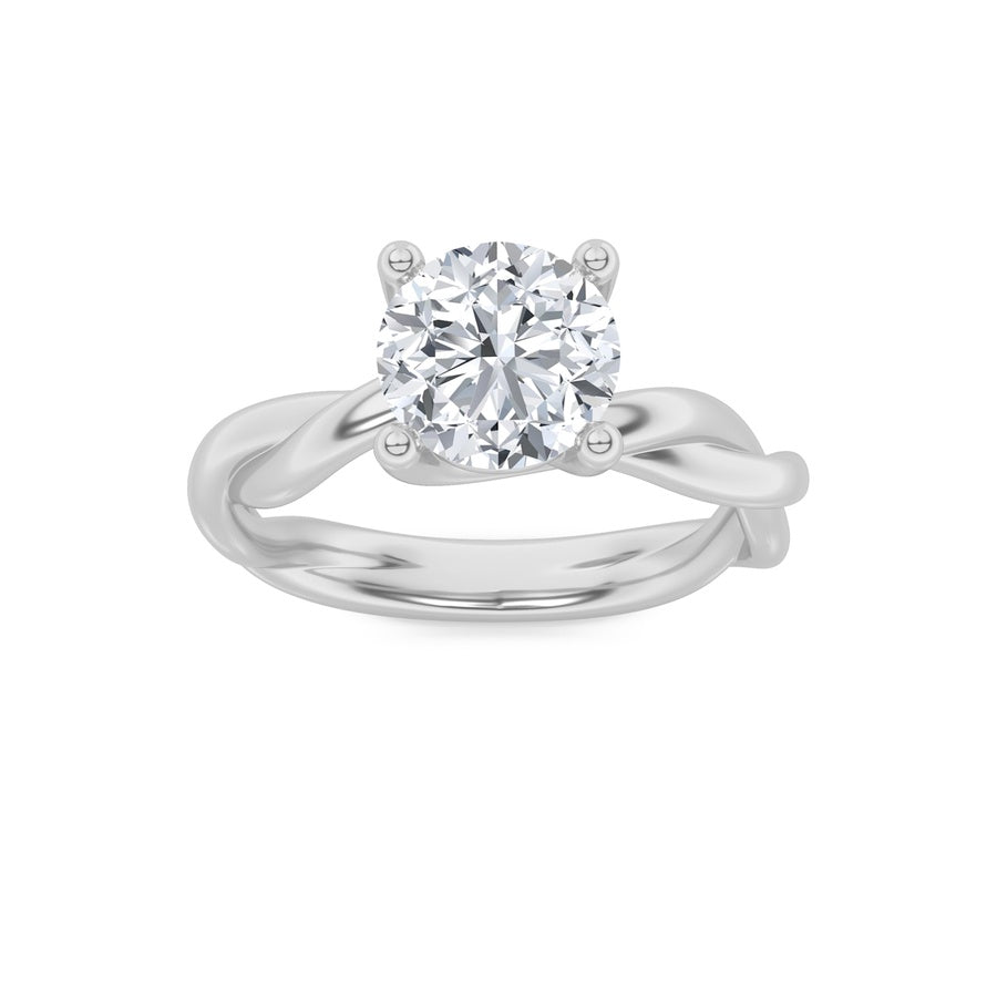 1CTW Round Shaped Lab Grown Diamond (F/VS) Twisted Shank Solitaire Engagement Ring in 14K Gold