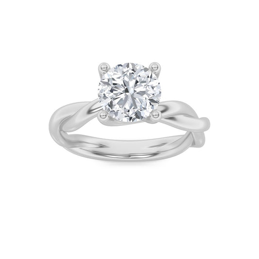 1.5CTW Round Shaped Lab Grown Diamond (F/VS) Twisted Shank Solitaire Engagement Ring in 14K Gold